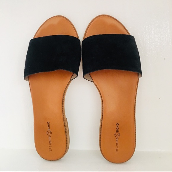 Treasure & Bond Shoes - TREASURE & BOND BLACK SUEDE FLAT SANDALS 7.5 M